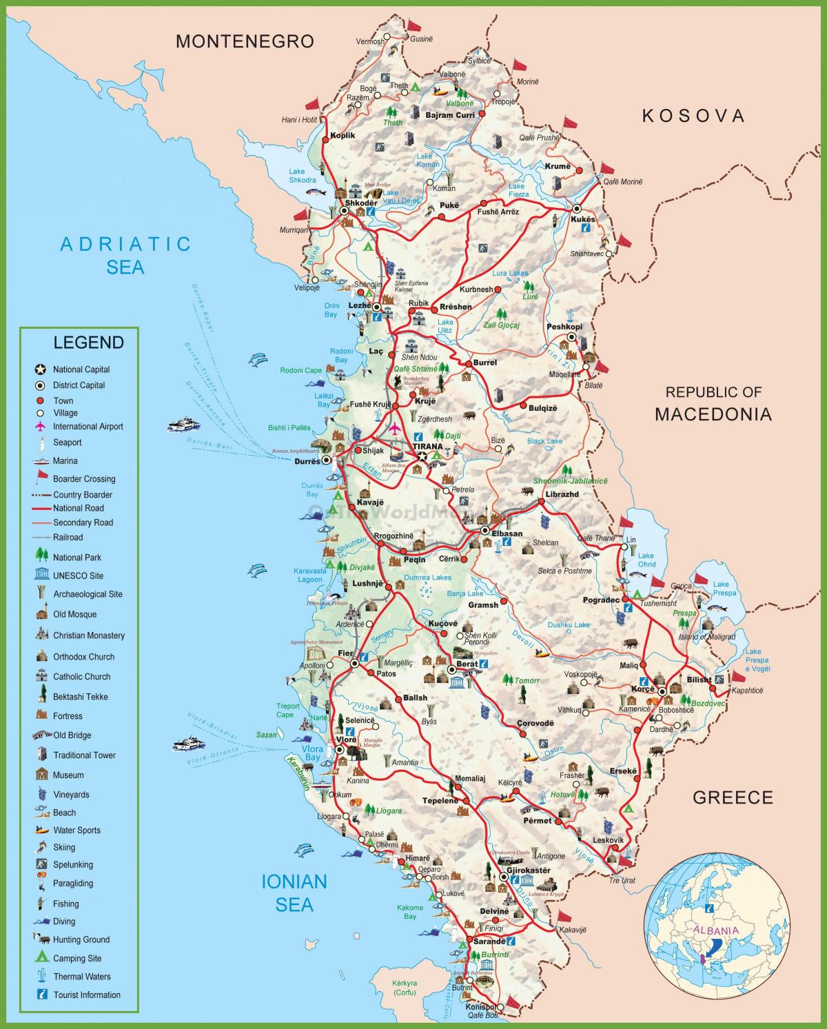 kartta Albanian turisti