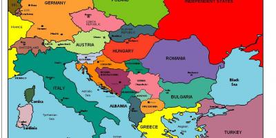 Euroopan kartta osoittaa Albania