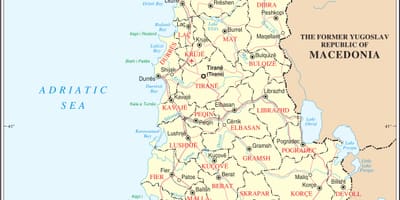 Kartta Albanian kaupungeissa