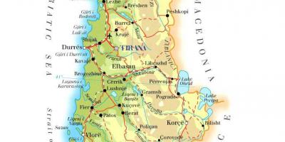 Kartta fyysinen kartta Albania